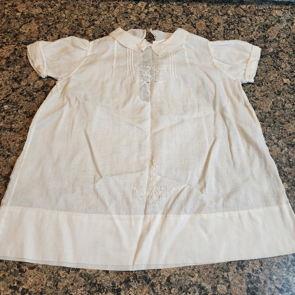 Vintage Victorian Linen Baby Dress